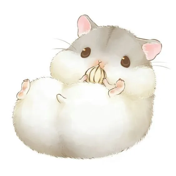 ảnh chuột hamster chibi cute nằm trong chén ăn, đôi mắt to tròn biểu cảm ngộ nghĩnh