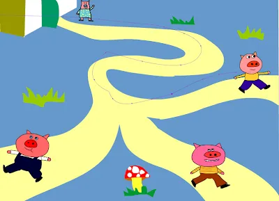 ba chú heo con hội ý sau khi heo mẹ yêu cầu ra ở riêng