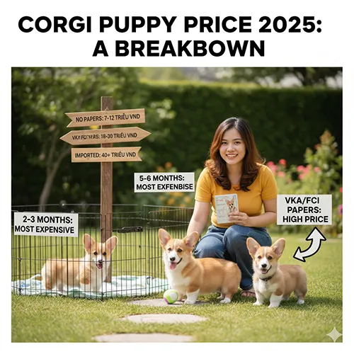 Bảng giá chi tiết chó corgi con giá bao nhiêu theo nguồn gốc, từ không giấy đến nhập khẩu châu Âu