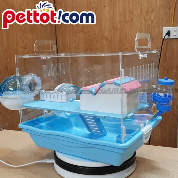 Bát đựng thức ăn và bình nước chuyên dụng trong chuồng mica