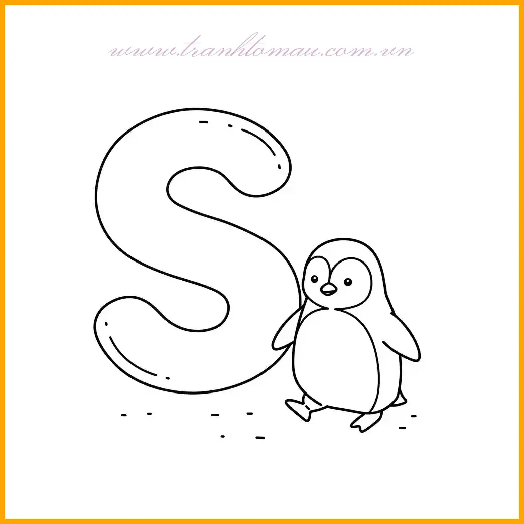 Bức tranh này thể hiện chữ S bên cạnh một chú chim cánh cụt nhỏ nhắn, giúp trẻ khám phá thế giới động vật vùng Nam Cực