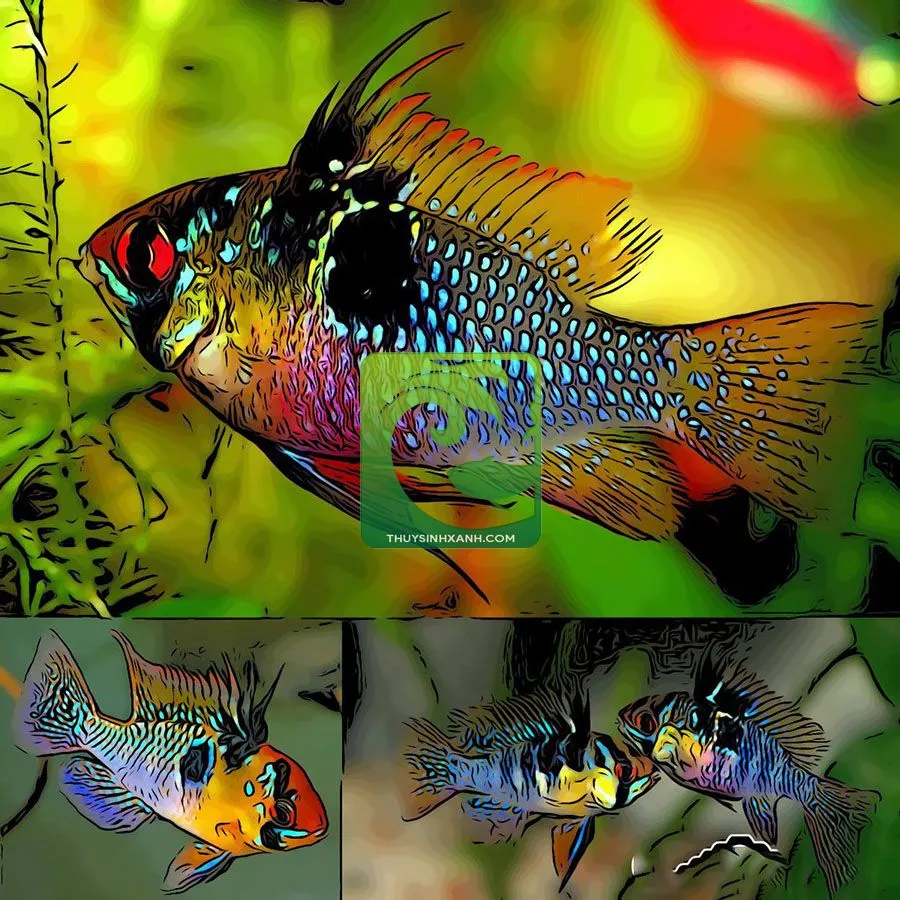 Cá Phượng Hoàng Ngũ Sắc bơi trong bể thủy sinh, chuẩn bị sinh sản