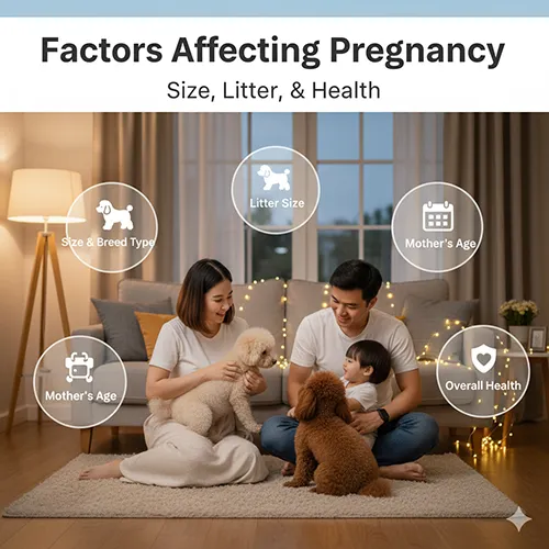 📊 Các yếu tố ảnh hưởng thời gian mang thai chó Poodle: size, số con, tuổi mẹ, sức khỏe
