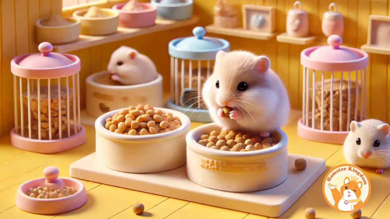 Cẩm nang nuôi chuột hamster chọn bát ăn bằng gốm và thức ăn trộn chất lượng cao