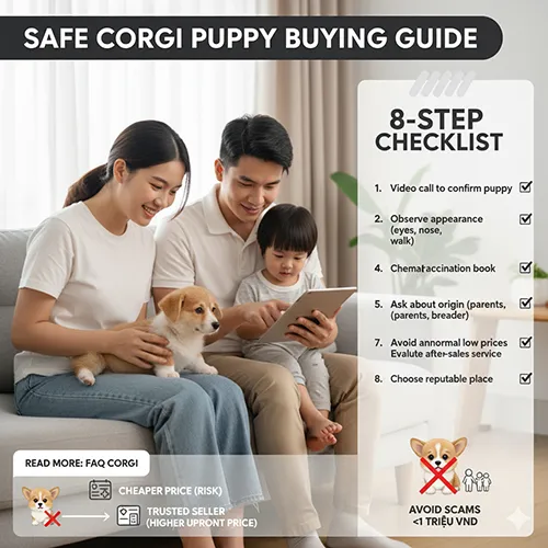 Checklist kinh nghiệm chọn mua chó Corgi con an toàn, đảm bảo hợp đồng và hồ sơ tiêm chủng minh bạch