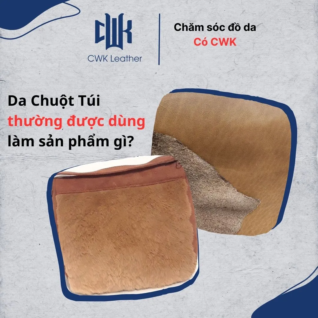Chi tiết một chiếc ví cao cấp được làm từ da chuột túi, thể hiện màu sắc tự nhiên và hoa văn độc đáo của vật liệu