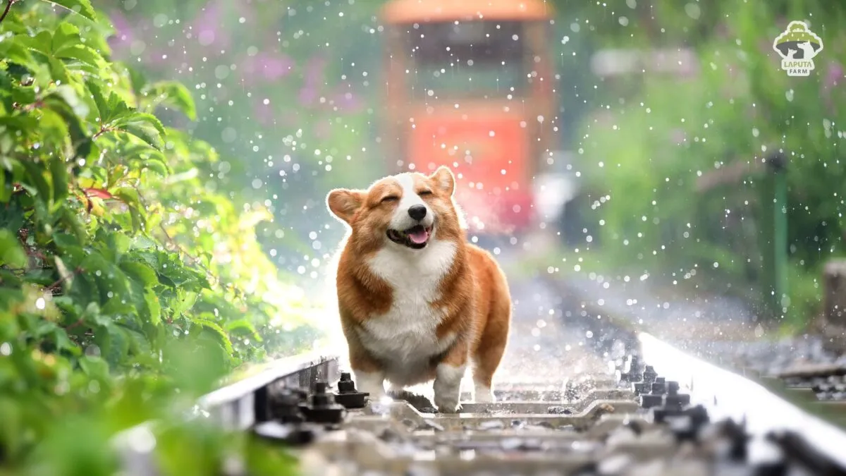chó corgi chân ngắn mập mạp đang nằm thư giãn trong nhà