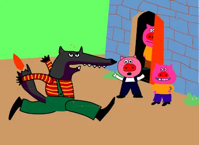 chó sói bị bỏng chạy trốn khỏi nhà gạch