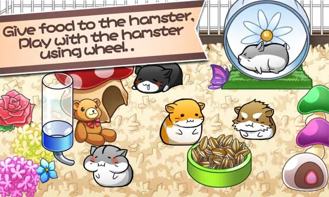 Cho thú cưng ảo ăn uống và tương tác trong chuồng game nuôi chuột hamster