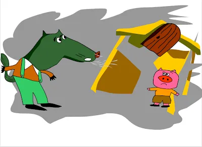 chú heo út xây nhà bằng gạch đá