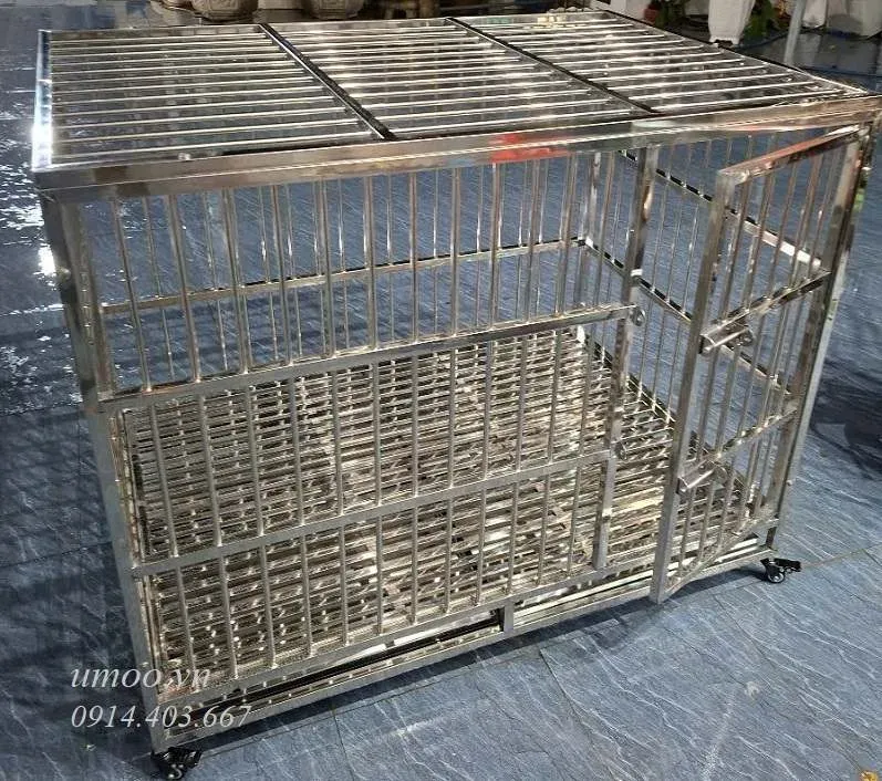 Chuồng chó inox T40 kích thước lớn phù hợp cho nhiều giống chó to