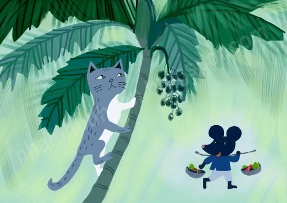 chuột nhắt và mèo trong ca dao Việt Nam, minh họa con mèo trèo cây cau