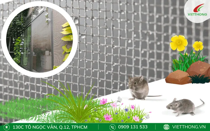 Cửa lưới chống chuột được lắp đặt ở cửa ra vào, giúp ngăn chặn sự xâm nhập của chuột và côn trùng hiệu quả.