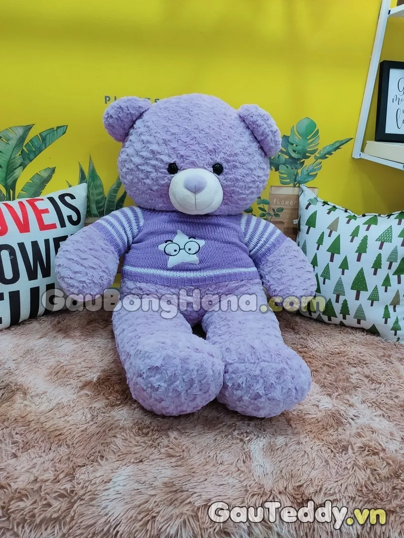Gấu Bông Tím Áo Sao