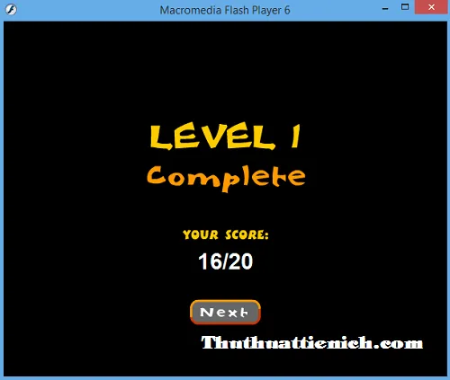 Giao diện kết thúc một vòng chơi game đập chuột chũi với thông báo điểm số