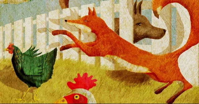 Hình ảnh cáo và chó sói trong rừng, biểu tượng cho mâu thuẫn giữa trí thông minh và sức mạnh