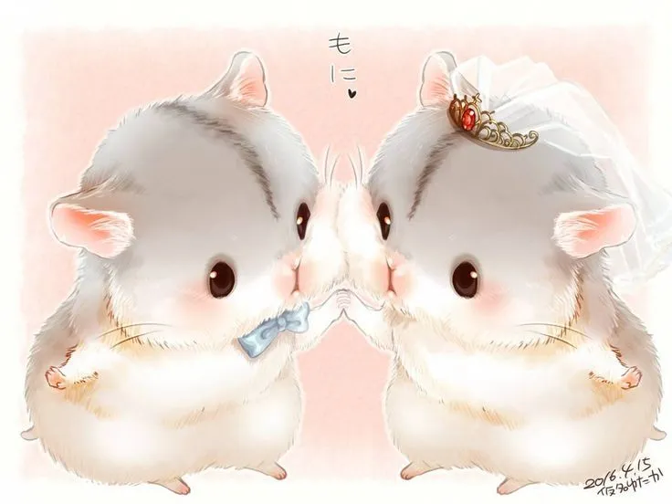Hình ảnh chuột hamster anime lãng mạn với ánh mắt lấp lánh