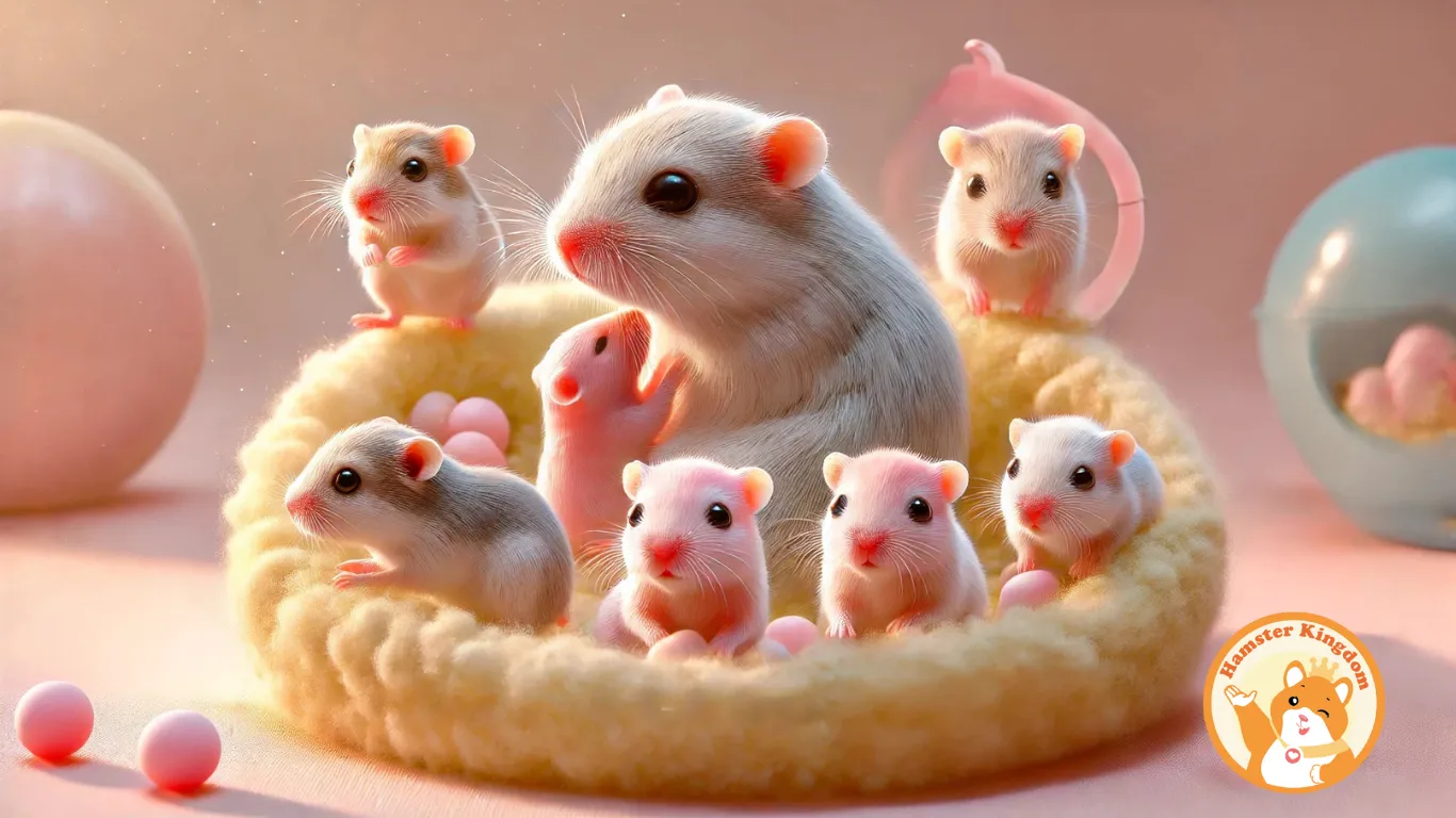 Hình ảnh Chuột Hamster con ở các giai đoạn phát triển khác nhau, từ đỏ hỏn đến mọc lông.