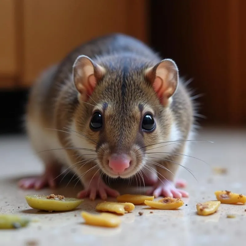 Hình ảnh minh họa chuột xạ hoang dã đang tìm kiếm thức ăn, cho thấy mối liên hệ giữa allintitle:chuột kêu trong nhà là điềm gì và sinh hoạt thực tế của loài gặm nhấm