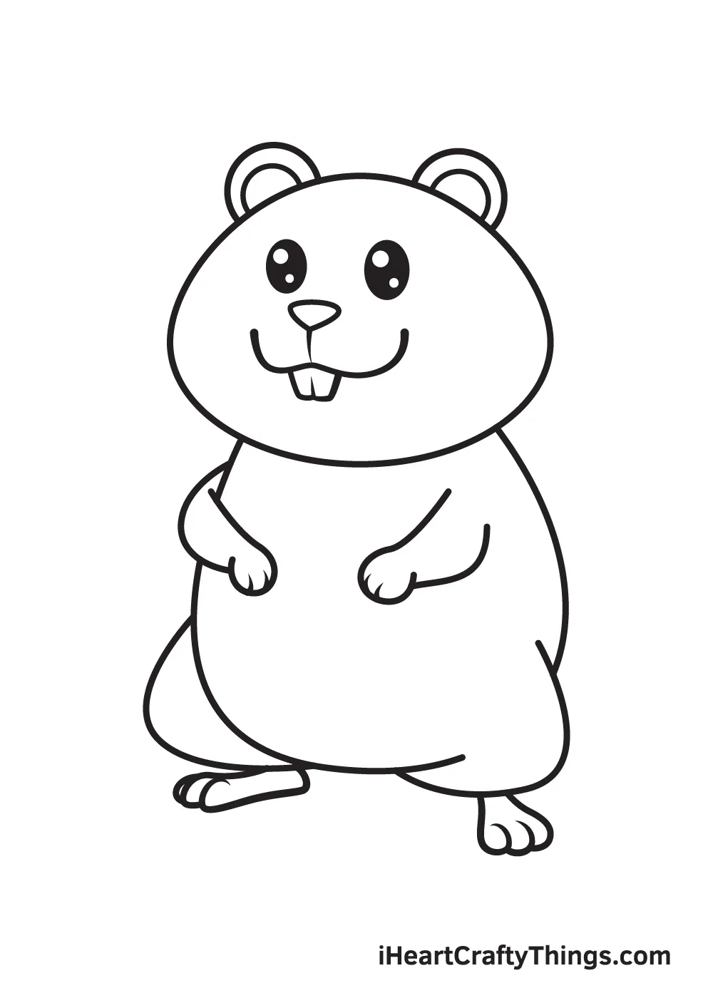 Hình ảnh phác thảo Hamster đã hoàn chỉnh các chi tiết mắt, mũi, miệng