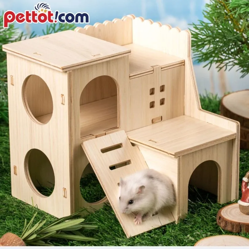 Hướng dẫn cách lắp đặt và sử dụng nhà gỗ 2 tầng cho chuột hamster đúng kỹ thuật
