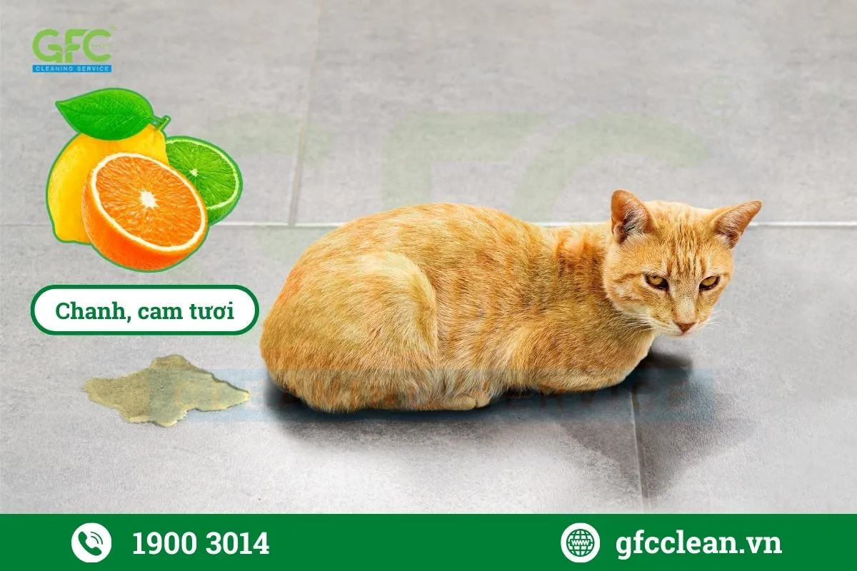 Cam, chanh tươi được sử dụng để làm thơm phòng, khử mùi khai nước tiểu mèo