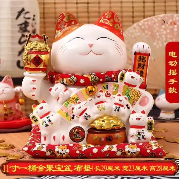 Mèo thần tài bằng gốm sứ cao cấp giúp giữ năng lượng bền lâu