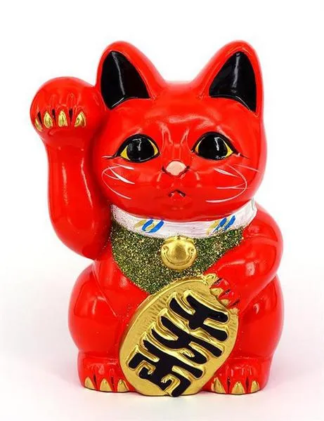 Sắc đỏ rực rỡ của mèo Maneki Neko giúp bảo vệ sức khỏe gia đình
