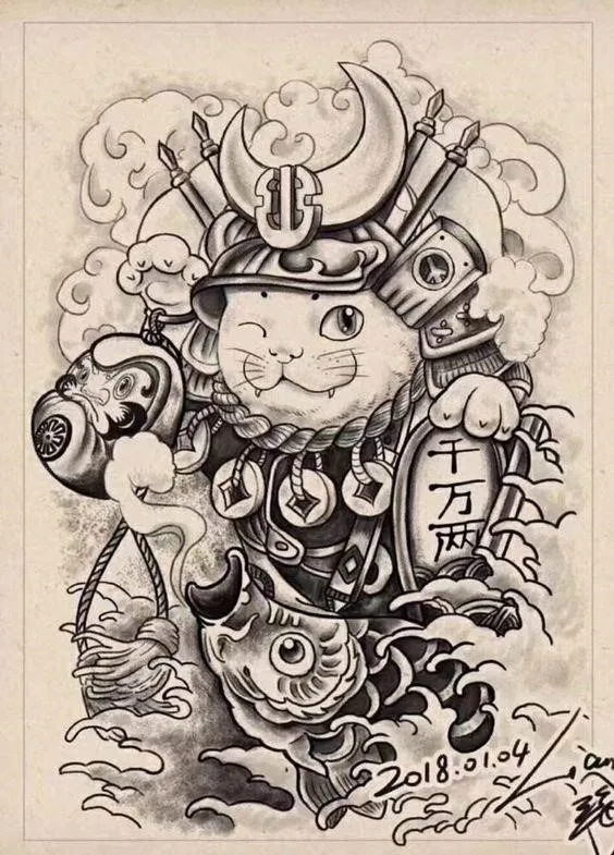Mèo thần tài trong một bức vẽ công phu, tỉ mỉ của một tác giả nào năm 2018