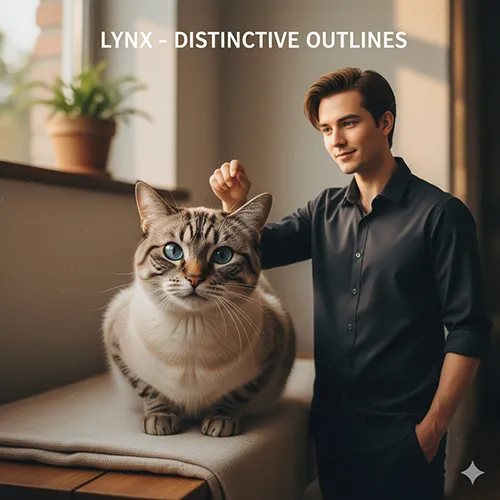 Mèo Xiêm Lynx Point với họa tiết vân sọc (tabby) rõ nét trên khuôn mặt, tăng thêm cá tính thị giác