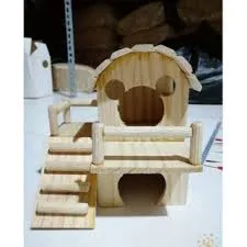 Nhà gỗ thông tự nhiên cho chuột hamster, khu vực nghỉ ngơi an toàn trong lồng nuôi.