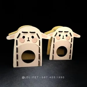 Nhà ngủ gỗ thỏ cute lắp ghép, hang trú ẩn an toàn cho chuột hamster