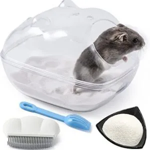 Nhà tắm mika trong suốt gấu to, đồ vệ sinh cá nhân cho hamster