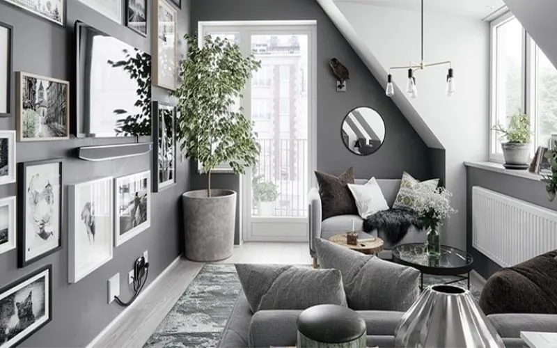 Sơn màu lông chuột ghi tôn lên các đường nét mềm mại của kiến trúc ngôi nhà