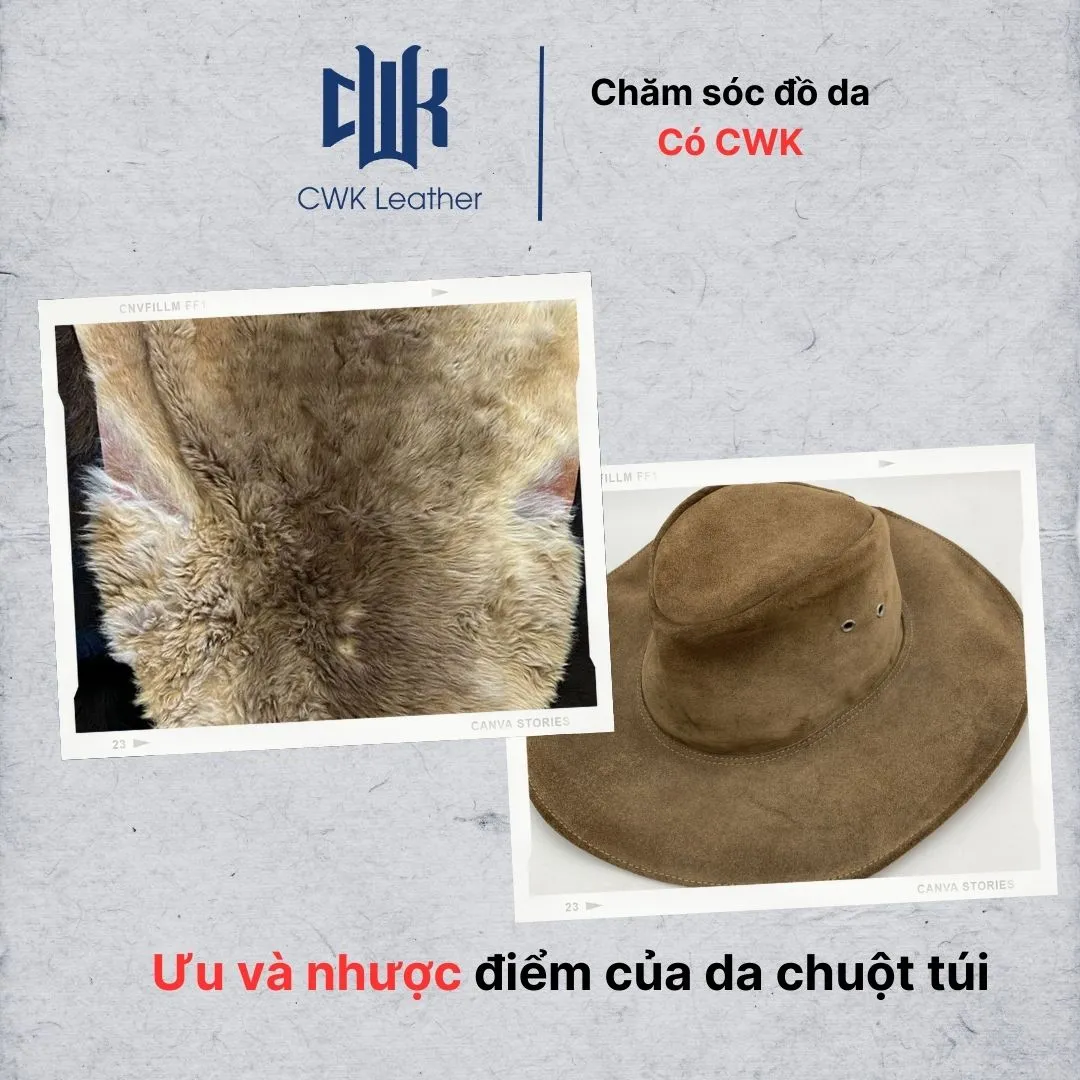 Sự so sánh trực quan giữa da chuột túi và da bò, làm nổi bật sự khác biệt về độ mỏng và khả năng chịu lực kéo của da thuộc