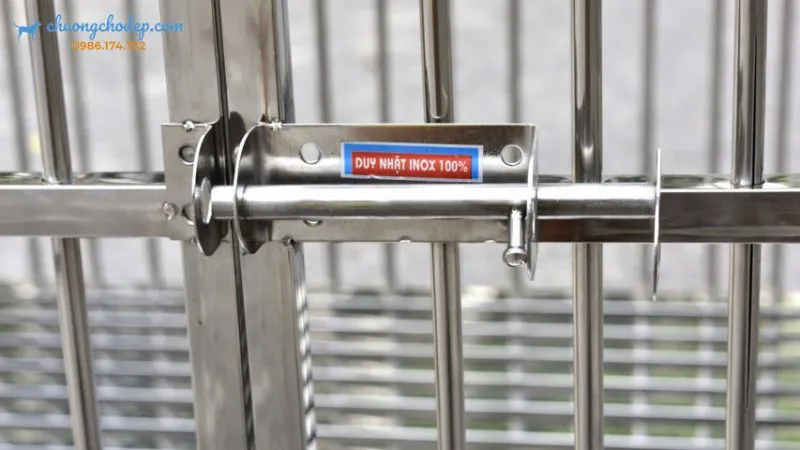 Then cài chuồng chó inox T95 tích hợp móc khóa an toàn