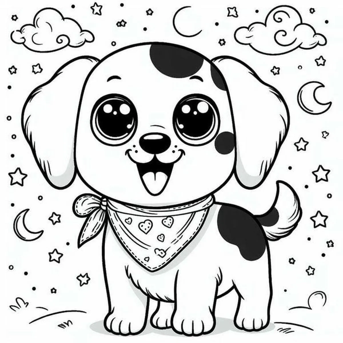 Hình con chó tô màu phong cách hoạt hình ngộ nghĩnh